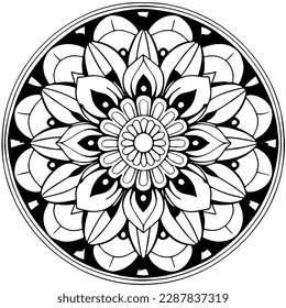 Black and White mandala for coloring book