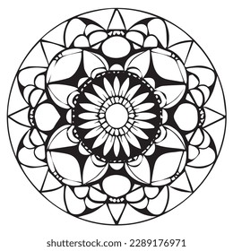 Mandala en blanco y negro para libro de colores