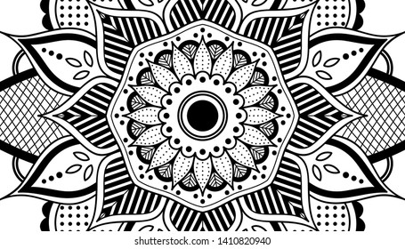 Black and white mandala for coloring page