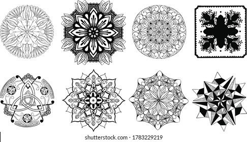 Black and white mandala for coloring page