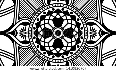 Black and white mandala for coloring page
