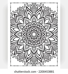 Black and white mandala for coloring pages interior. Interior of a coloring page. Doodle mandala line art. Decoration mandala ornament design set vector.
