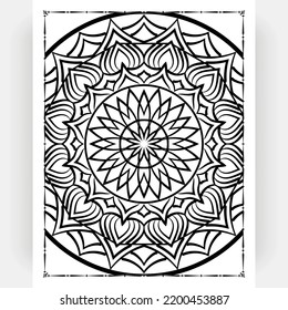 Black and white mandala for coloring pages interior. Interior of a coloring page. Doodle mandala line art. Decoration mandala ornament design set vector.
