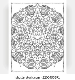 Black and white mandala for coloring pages interior. Interior of a coloring page. Doodle mandala line art. Decoration mandala ornament design set vector.
