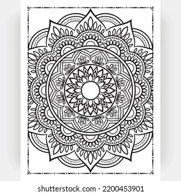 Black and white mandala for coloring pages interior. Interior of a coloring page. Doodle mandala line art. Decoration mandala ornament design set vector.
