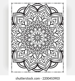 Black and white mandala for coloring pages interior. Interior of a coloring page. Doodle mandala line art. Decoration mandala ornament design set vector.
