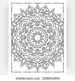 Black and white mandala for coloring pages interior. Interior of a coloring page. Doodle mandala line art. Decoration mandala ornament design set vector.
