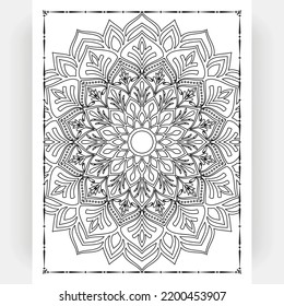 Black and white mandala for coloring pages interior. Interior of a coloring page. Doodle mandala line art. Decoration mandala ornament design set vector.
