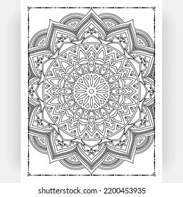 Black and white mandala for coloring pages interior. Interior of a coloring page. Doodle mandala line art. Decoration mandala ornament design set vector.
