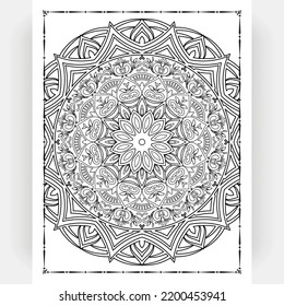 Black and white mandala for coloring pages interior. Interior of a coloring page. Doodle mandala line art. Decoration mandala ornament design set vector.
