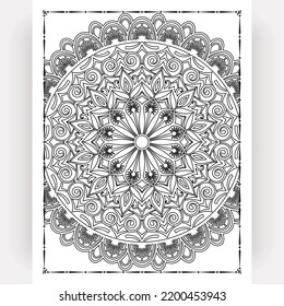 Black and white mandala for coloring pages interior. Interior of a coloring page. Doodle mandala line art. Decoration mandala ornament design set vector.
