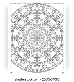 Black and white mandala for coloring pages interior. Interior of a coloring page. Doodle mandala line art. Decoration mandala ornament design set vector.