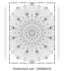 Black and white mandala for coloring pages interior. Interior of a coloring page. Doodle mandala line art. Decoration mandala ornament design set vector.