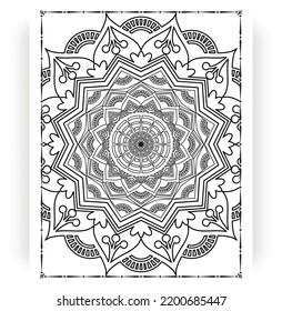 Black and white mandala for coloring pages interior. Interior of a coloring page. Doodle mandala line art. Decoration mandala ornament design set vector.