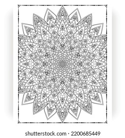 Black and white mandala for coloring pages interior. Interior of a coloring page. Doodle mandala line art. Decoration mandala ornament design set vector.