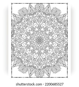 Black and white mandala for coloring pages interior. Interior of a coloring page. Doodle mandala line art. Decoration mandala ornament design set vector.