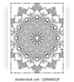 Black and white mandala for coloring pages interior. Interior of a coloring page. Doodle mandala line art. Decoration mandala ornament design set vector.