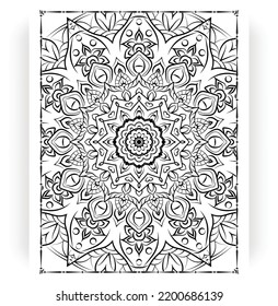 Black and white mandala for coloring pages interior. Interior of a coloring page. Doodle mandala line art. Decoration mandala ornament design set vector.