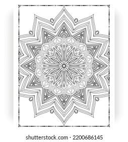 Black and white mandala for coloring pages interior. Interior of a coloring page. Doodle mandala line art. Decoration mandala ornament design set vector.