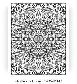 Black and white mandala for coloring pages interior. Interior of a coloring page. Doodle mandala line art. Decoration mandala ornament design set vector.