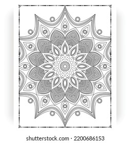 Black and white mandala for coloring pages interior. Interior of a coloring page. Doodle mandala line art. Decoration mandala ornament design set vector.