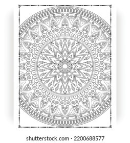 Black and white mandala for coloring pages interior. Interior of a coloring page. Doodle mandala line art. Decoration mandala ornament design set vector.