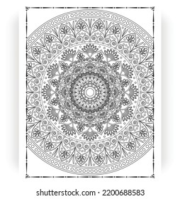 Black and white mandala for coloring pages interior. Interior of a coloring page. Doodle mandala line art. Decoration mandala ornament design set vector.