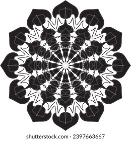 Diseño de Mandala en blanco y negro