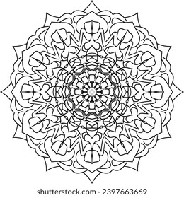 Diseño de Mandala en blanco y negro