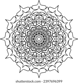 Diseño de Mandala en blanco y negro