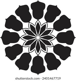 Diseño de Mandala en blanco y negro