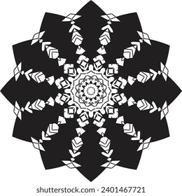 Diseño de Mandala en blanco y negro