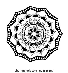 Black and white mandala design