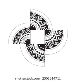 Fondo de diseño de mandala en blanco y negro.