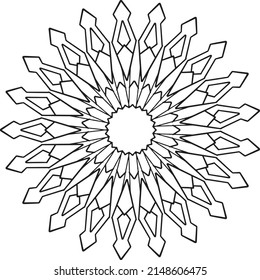 Black and white mandala design for coloring, decoration, ornament, round frame