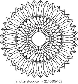 Black and white mandala design for coloring, decoration, ornament, round frame