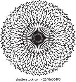 Black and white mandala design for coloring, decoration, ornament, round frame