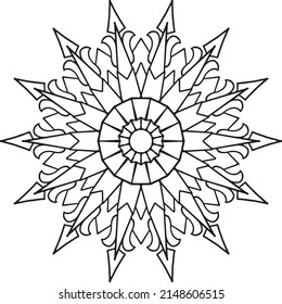 Black and white mandala design for coloring, decoration, ornament, round frame