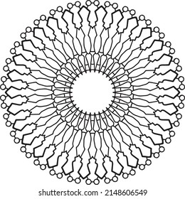 Black and white mandala design for coloring, decoration, ornament, round frame