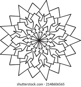 Diseño de mandala en blanco y negro para colorear, decorar, adornar, marco redondo