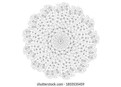 black and white mandala design element.vector illustration.isolated on a white background.