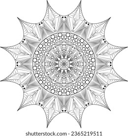 A black white mandala design like star.