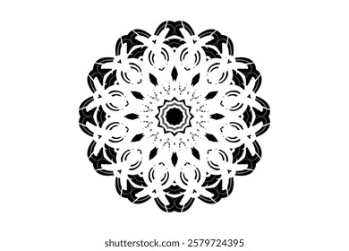 Black and White Mandala Design for Meditation and Decoration	
