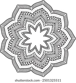 Plantilla de diseño Mandala en blanco y negro