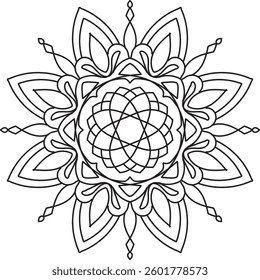 Black and white mandala. Eid special mandala. Vector illustration and abstract background. Simple mandala on white background. Henna design mandala.