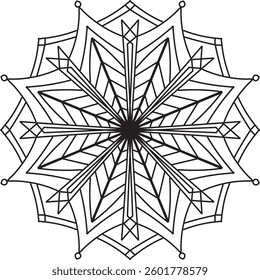 Black and white mandala. Eid special mandala. Vector illustration and abstract background. Simple mandala on white background. Henna design mandala.