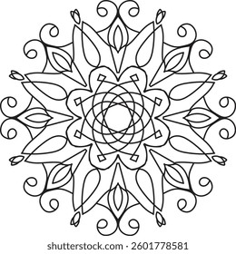 Black and white mandala. Eid special mandala. Vector illustration and abstract background. Simple mandala on white background. Henna design mandala.