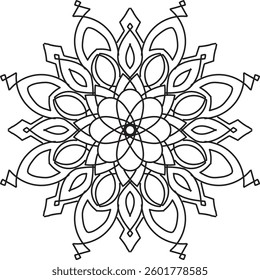 Black and white mandala. Eid special mandala. Vector illustration and abstract background. Simple mandala on white background. Henna design mandala.
