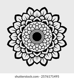 Black And White Mandala, Elegant Symmetry with Graceful Patterns for Artistic Inspiration and Creative Decorative Use