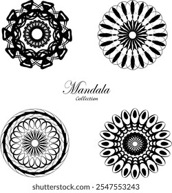 Black and white mandala elements set ideal for creative projects